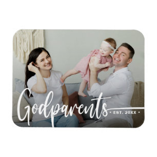 Godparents Modern Photo Keepsake  Magnet