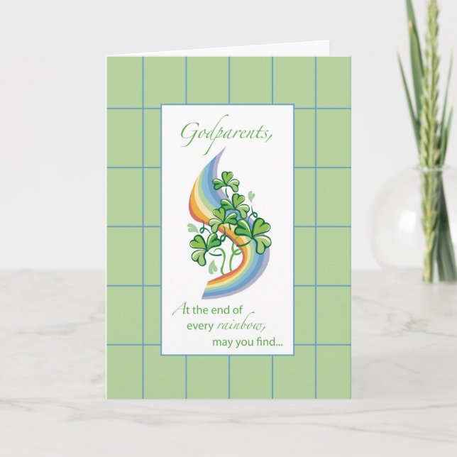 Godparents Religious St. Patrick’s Day Rainbow Card (Front)