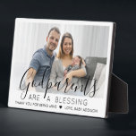 Godparents Thank You Baptism or Christening Photo Plaque<br><div class="desc">A thoughtful way to thank your baby's godparents is to give them a stylish photo gift of their godchild that they can save as a keepsake. All pictures and wording are simple to personalize, including quote that reads "Godparents are a blessing, thank you for being mine." (IMAGE PLACEMENT TIP: An...</div>