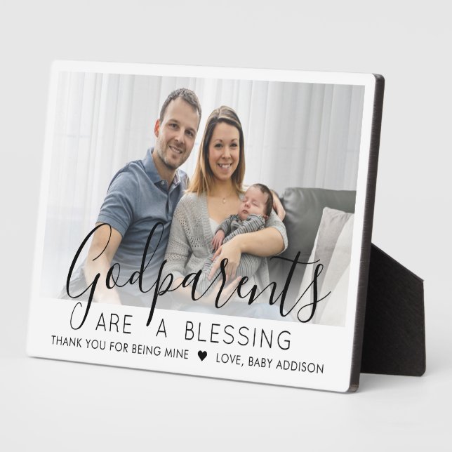 Godparents Thank You Baptism or Christening Photo Plaque (Side)