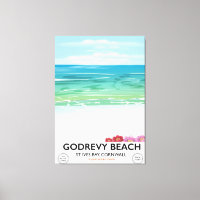 Godrevy Beach St Ives Bay, Cornwall travel poster