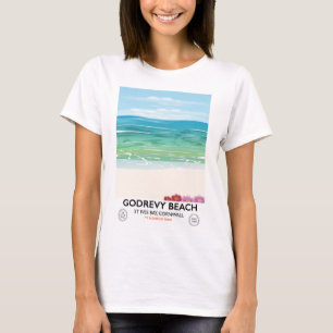 Godrevy Beach St Ives Bay, Cornwall travel poster T-Shirt