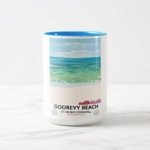 Godrevy Beach St Ives Bay, Cornwall travel poster Two-Tone Coffee Mug