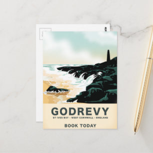 Godrevy St Ives Bay, west Cornwall Travel poster Postcard