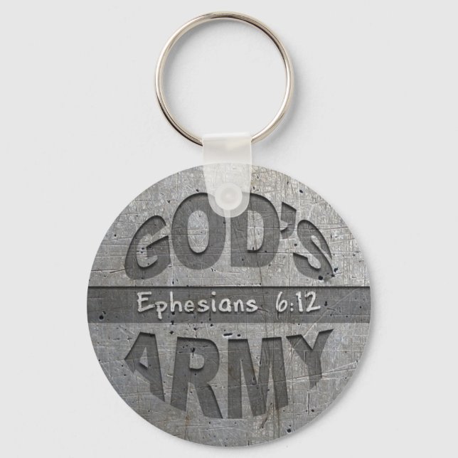 God's Army - Ephesians 6:12 Bible Verse Metal Grey Keychain (Front)