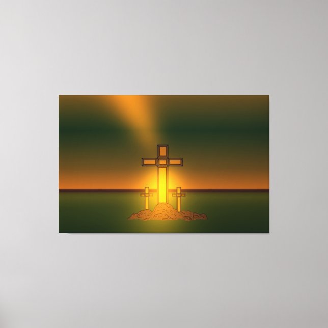 God's Aura Light over the Cross of Christ Canvas Print (Front)