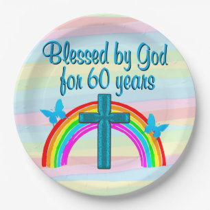 GOD'S BLESSINGS 60TH BIRTHDAY PAPER PLATES