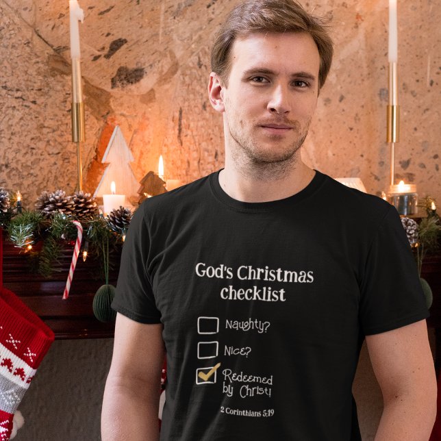 GOD'S CHRISTMAS CHECKLIST Christian Men's  T-Shirt (Creator Uploaded)
