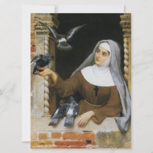 God's Creatures (Nun Feeding Birds) Card