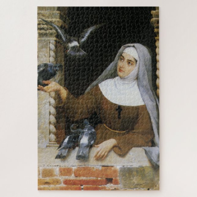 God's Creatures (Nun Feeding Birds) Jigsaw Puzzle (Vertical)