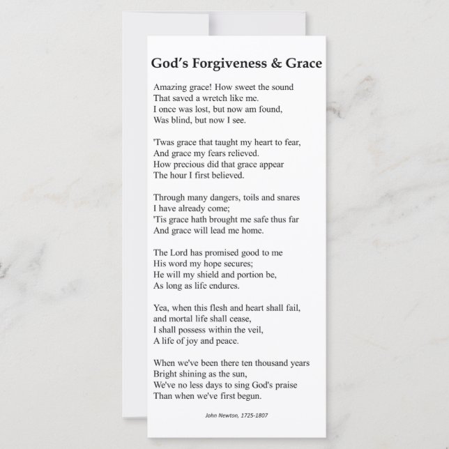 God's Forgiveness and Grace Prayer Card (Front)