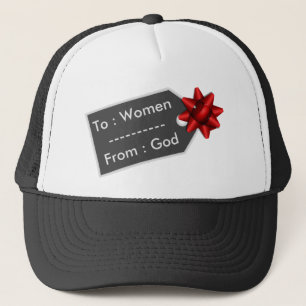 God's Gift Funny Gift Tag Pun Trucker Hat