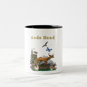 Gods hand art Two-Tone coffee mug