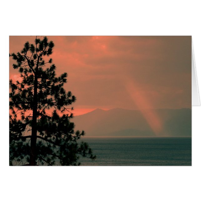 God's Light Beam Over Lake, Blank Greeting Card (Front Horizontal)