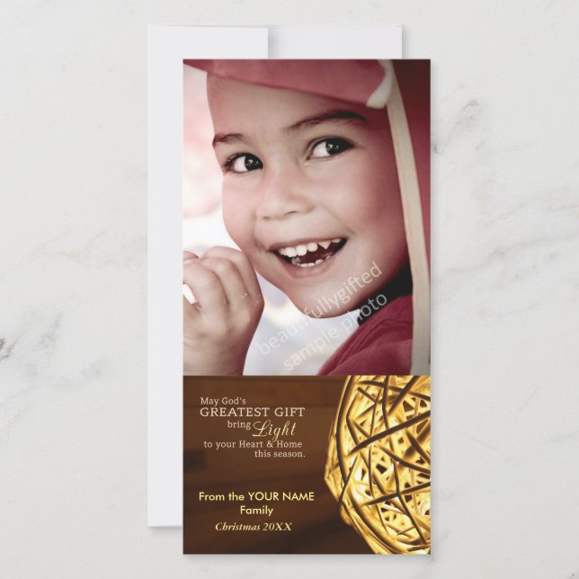 Gods Light Religious Christian Christmas Photocard Holiday Card (Front)