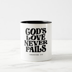 God's Love Endures - Lamentations 3:22 Christian Two-Tone Coffee Mug