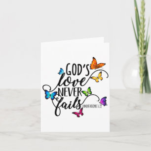God's Love Never Fails - Butterfly Art - Religious Card