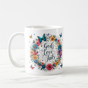 God's Love Never Fails Coffee Mug