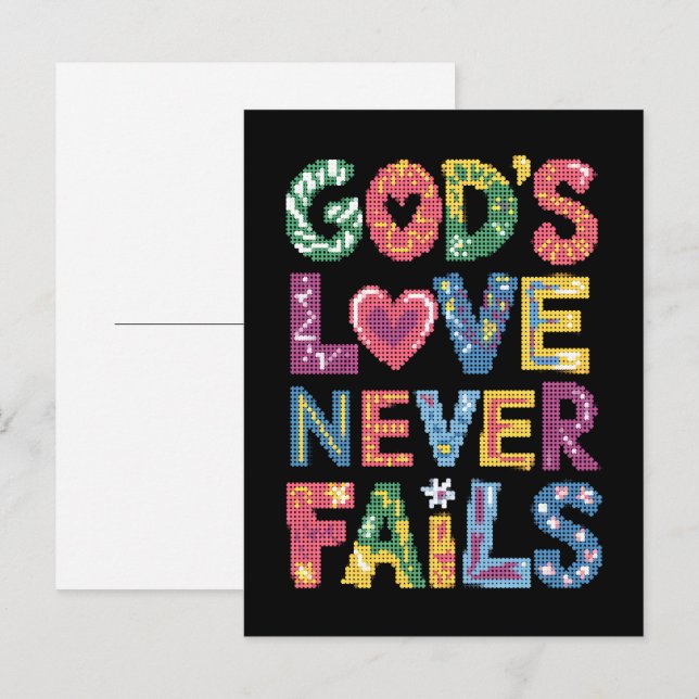 God's Love Never Fails Colourful Geometric Postcard (Front/Back)