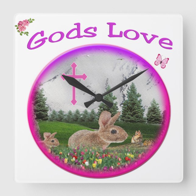 gods Love Square Wall Clock (Front)