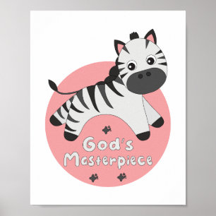 God's masterpiece Kawaii happy baby zebra jumping  Poster