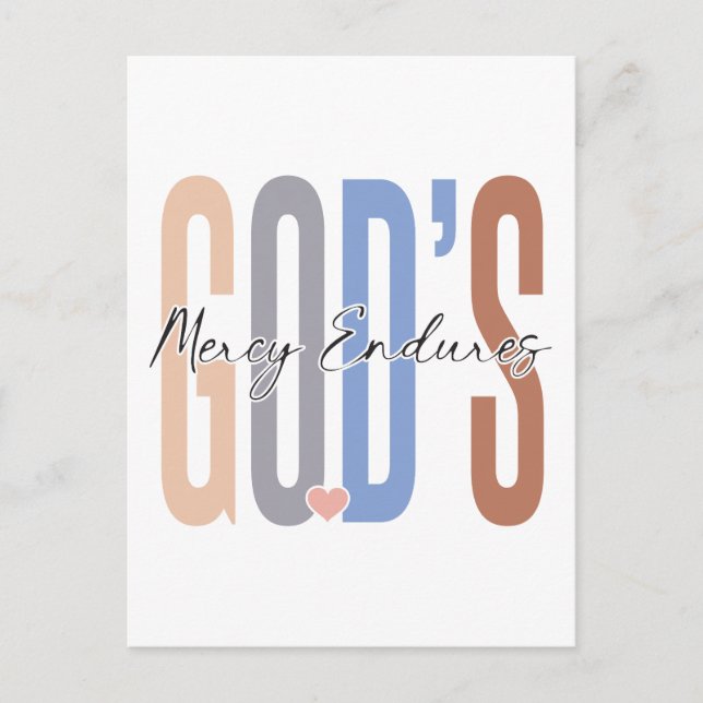 God's mercy endures, believe in God, trust Jesus,  Postcard (Front)