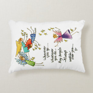 God's Messengers Watching Over you prayer coloured Accent Pillow