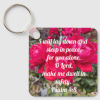 God's Peace Psalm 4:8 Bible Verse Red Rose