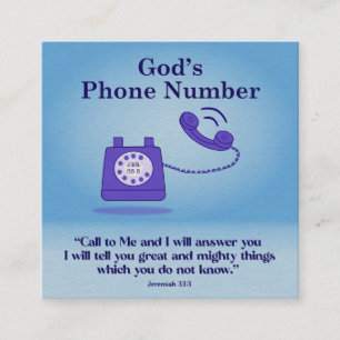 God's Phone Number Jeremiah 33:3 Square Business Card