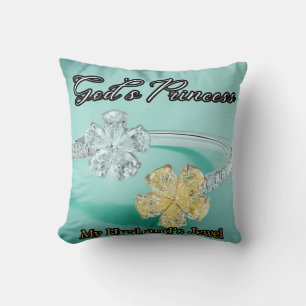 God's Princess Bling Light Turquoise Throw Pillow