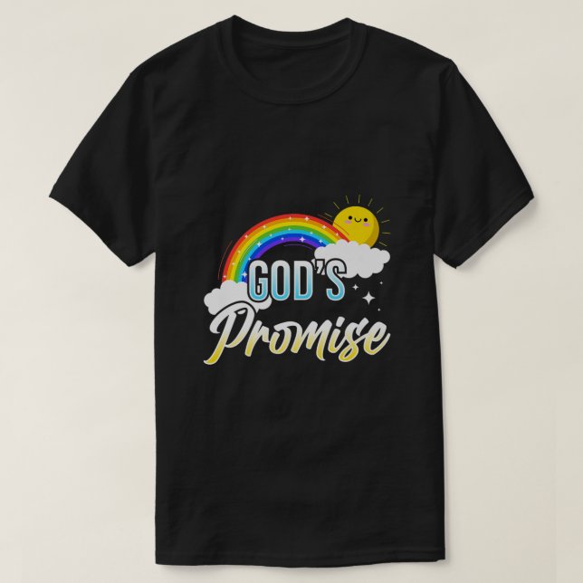 Gods Promise a Rainbow  Christian Religion Saying  T-Shirt (Design Front)