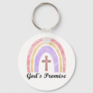 Gods Promise Rainbow and Cross   Keychain