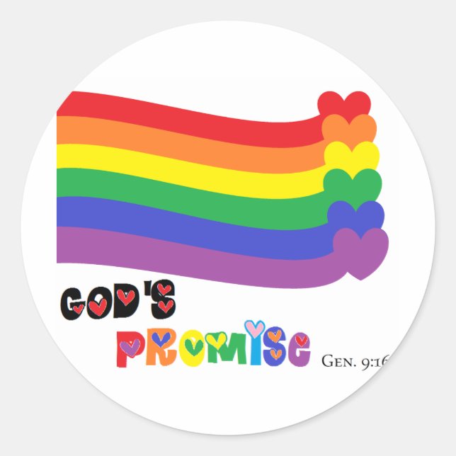 God's Promise Rainbow Classic Round Sticker (Front)