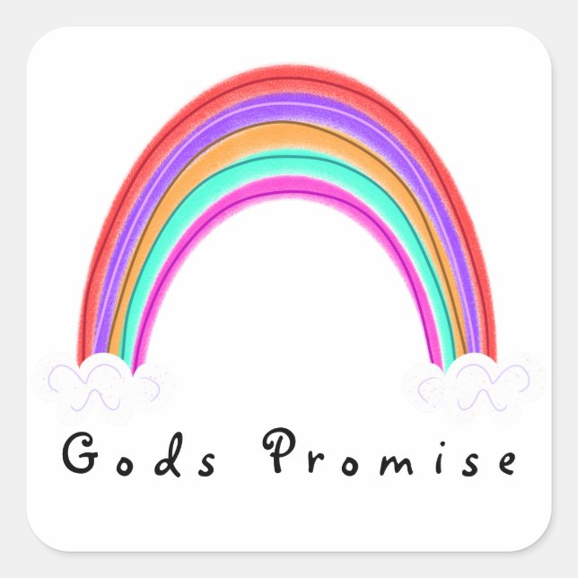 "Gods Promise" Rainbow Square Sticker (Front)