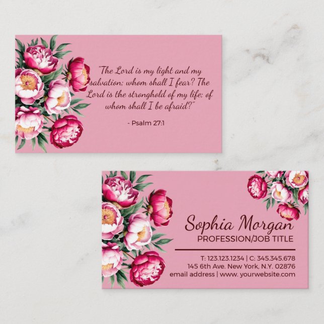 God's Promises Watercolor Scripture - Psalm 27:1  Business Card (Front/Back)