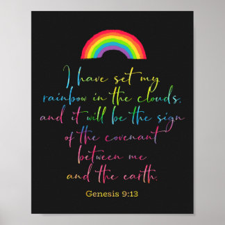 God's Rainbow Genesis 9 Christian Bible Verse Wall Poster