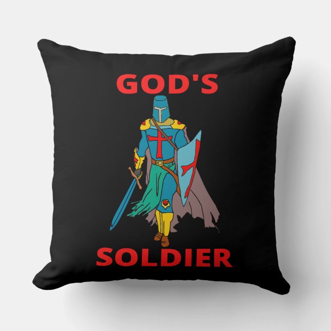 God's Soldier In Arms Throw Pillow (Front)