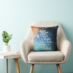 GOD's Spirit of Love - NO FEAR - POWER Bible Verse Throw Pillow