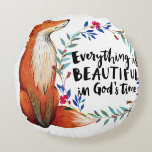 gods time foxes round pillow
