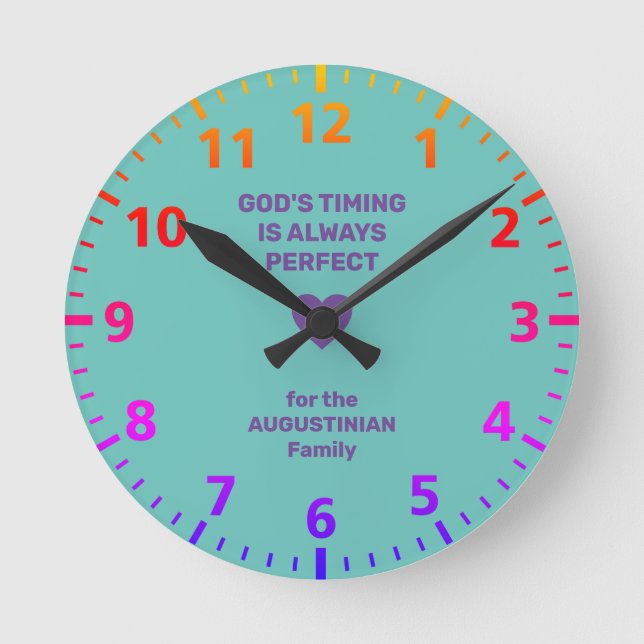 GOD'S TIMING ALWAYS PERFECT | Personalized Aqua Round Clock (Front)