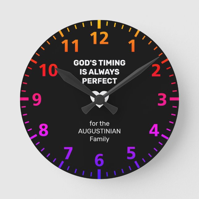 GOD'S TIMING ALWAYS PERFECT | Personalized Black Round Clock (Front)