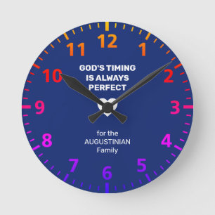 GOD'S TIMING ALWAYS PERFECT   Personalized Blue Round Clock