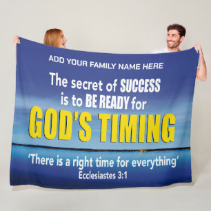 GOD'S TIMING Christian Bible Personalized Family Fleece Blanket