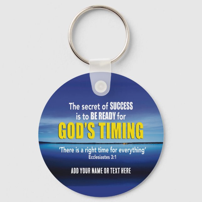GODS TIMING Success Christian Quote Keychain (Front)