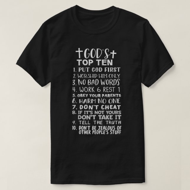 Gods Top Ten 10 Commandments Jesus Christian Bible (Design Front)