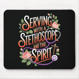 God's Work In Scrubs Jesus Faith God Cna Christian Mouse Pad