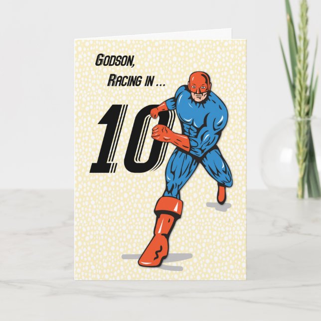 Godson 10th Birthday Superhero Card (Front)