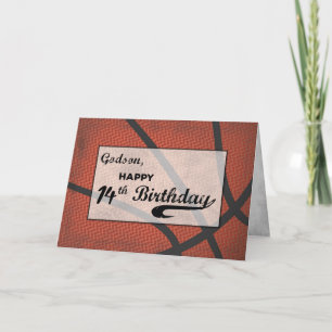 Godson 14th Birthday Basketball Large Distressed Card