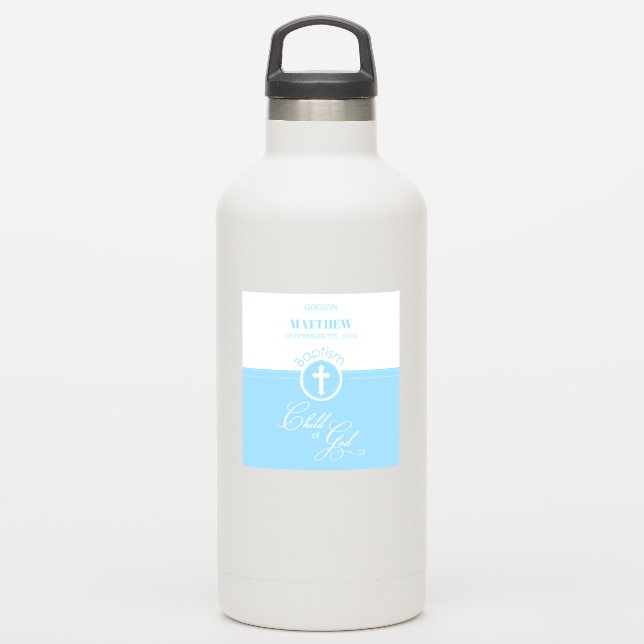 Godson Baptism Blue Child of God Personalized (Waterbottle)