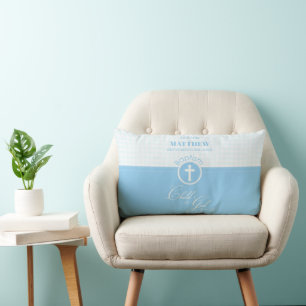 Godson Baptism Blue Child of God Personalized Lumbar Pillow